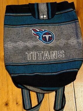 Tennessee Titans NFL Gray Blue Woven Ruffian Cinch Backpack Bag